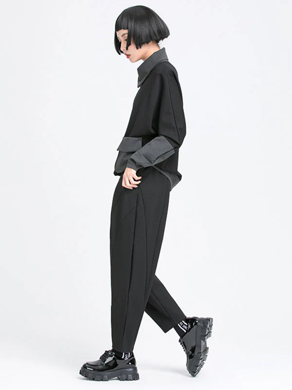 Simple Harem Pants Loose Elasticity Solid Color Casual Pants Bottoms - Image 9
