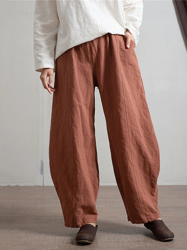Simple High Waisted Solid Color Wide Leg Pants - Image 11