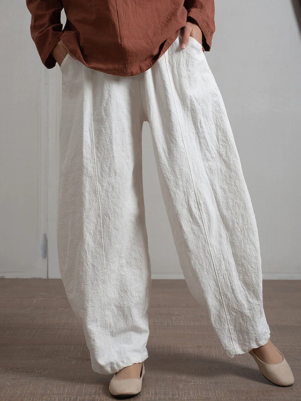 Simple High Waisted Solid Color Wide Leg Pants - Image 12