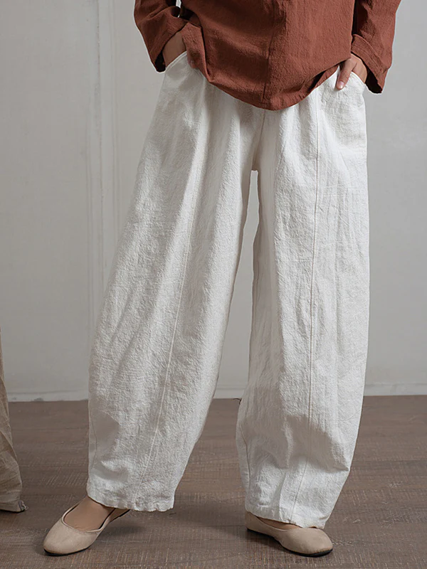 Simple High Waisted Solid Color Wide Leg Pants - Image 13