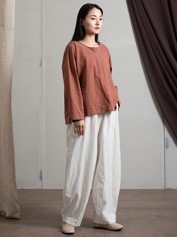 Simple High Waisted Solid Color Wide Leg Pants - Image 14