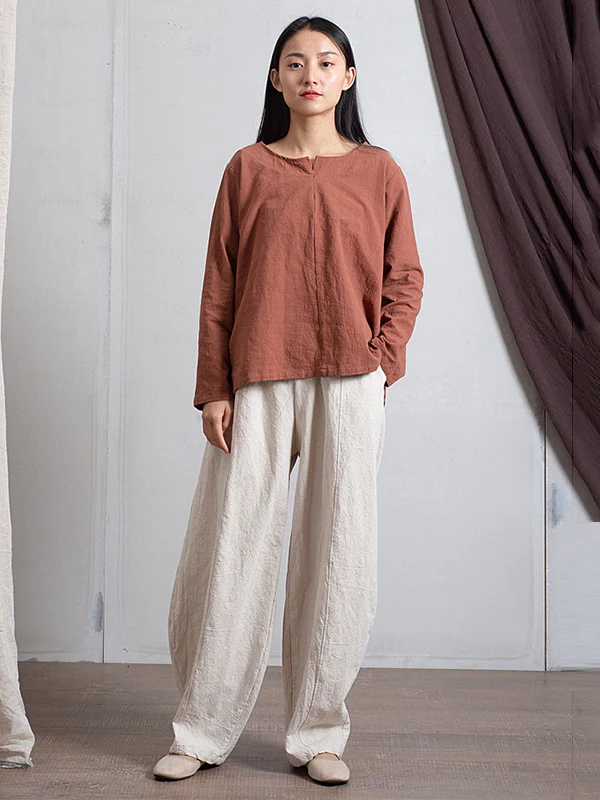 Simple High Waisted Solid Color Wide Leg Pants - Image 15