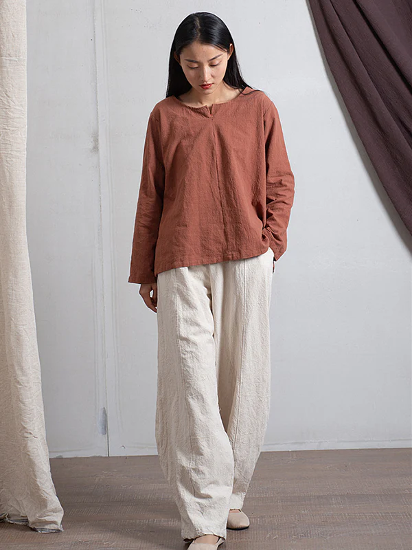 Simple High Waisted Solid Color Wide Leg Pants - Image 16