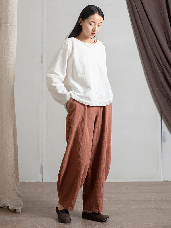 Simple High Waisted Solid Color Wide Leg Pants - Image 18