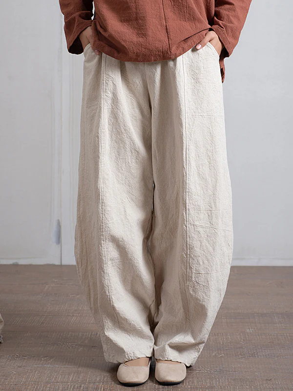 Simple High Waisted Solid Color Wide Leg Pants - Image 2