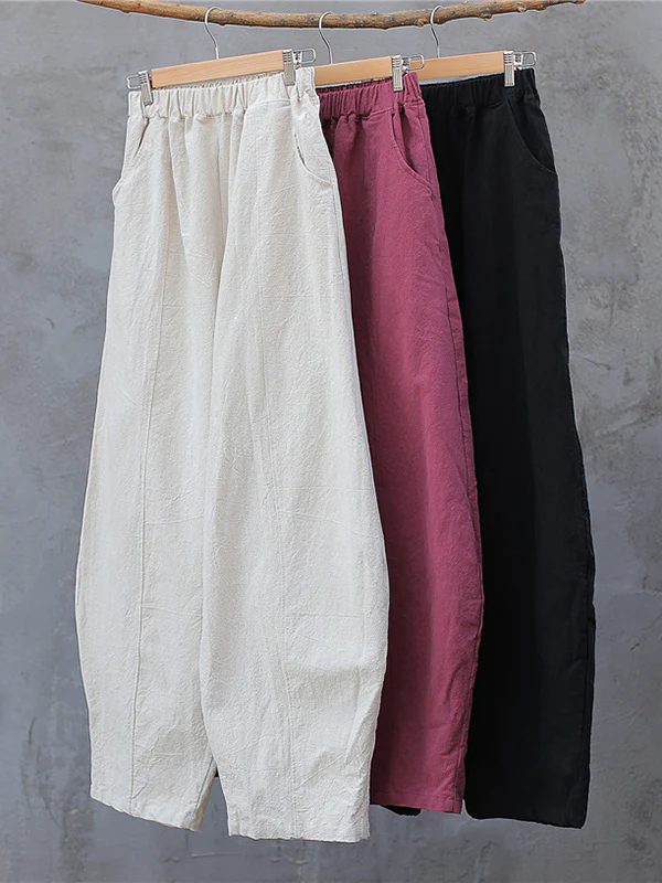 Simple High Waisted Solid Color Wide Leg Pants - Image 23