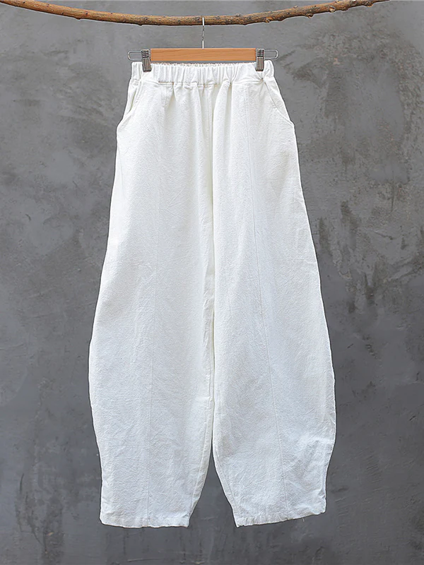 Simple High Waisted Solid Color Wide Leg Pants - Image 24