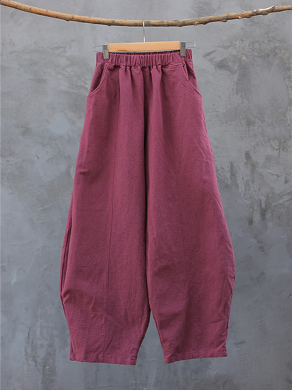 Simple High Waisted Solid Color Wide Leg Pants - Image 28