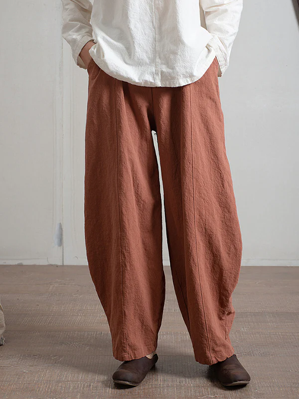 Simple High Waisted Solid Color Wide Leg Pants - Image 3