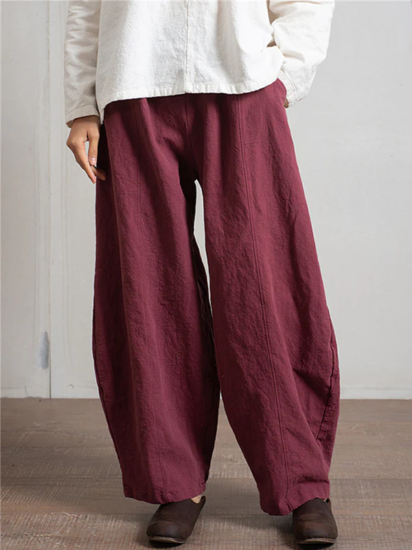 Simple High Waisted Solid Color Wide Leg Pants - Image 4