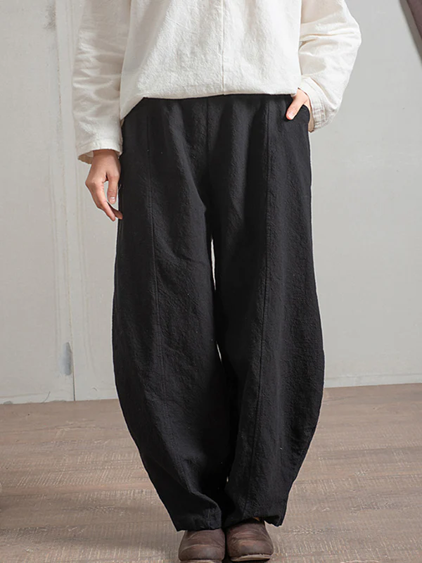 Simple High Waisted Solid Color Wide Leg Pants - Image 5
