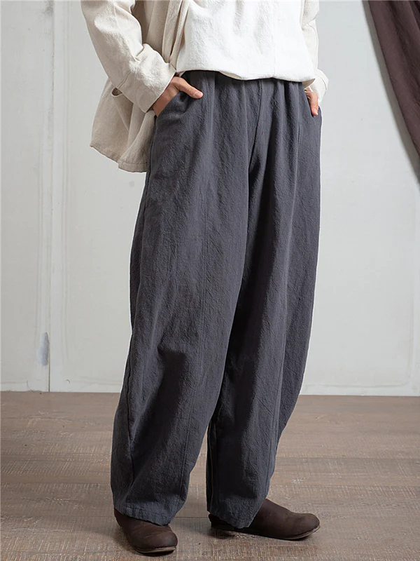 Simple High Waisted Solid Color Wide Leg Pants - Image 7