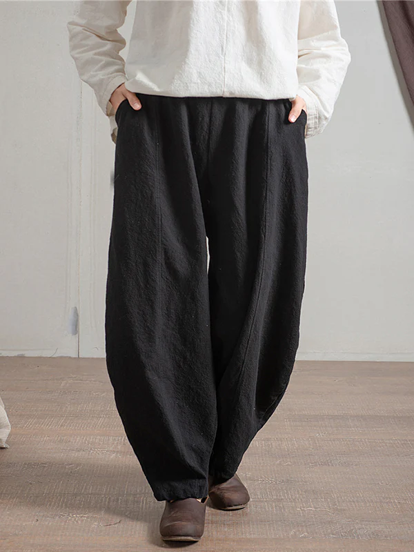 Simple High Waisted Solid Color Wide Leg Pants - Image 8