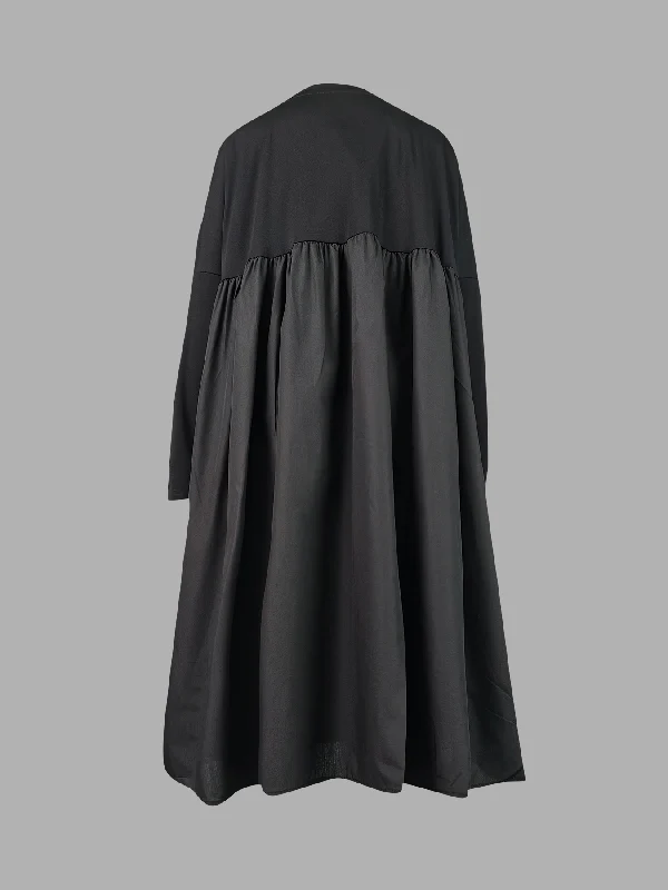 Simple Loose Black Split-Joint Long Sleeves Midi Dress - Image 13