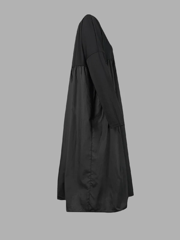 Simple Loose Black Split-Joint Long Sleeves Midi Dress - Image 14