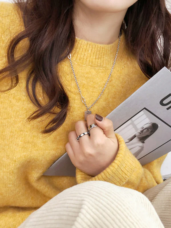 Simple Loose Long Sleeves Round-Neck Sweater Tops Pullovers - Image 18