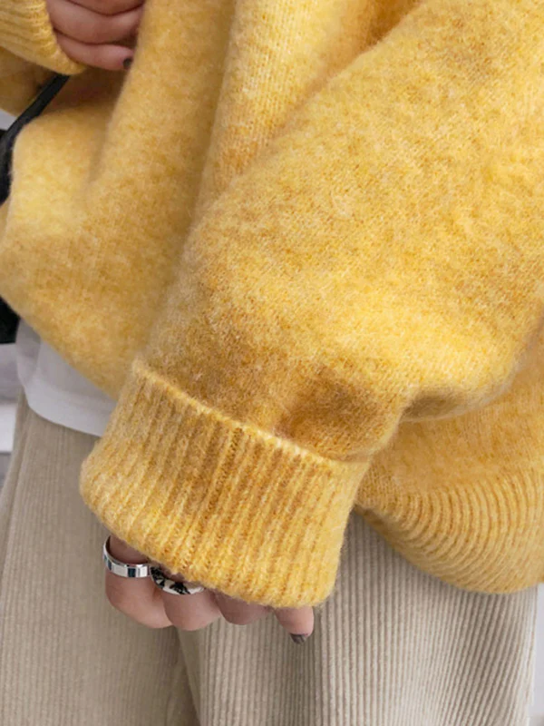 Simple Loose Long Sleeves Round-Neck Sweater Tops Pullovers - Image 19