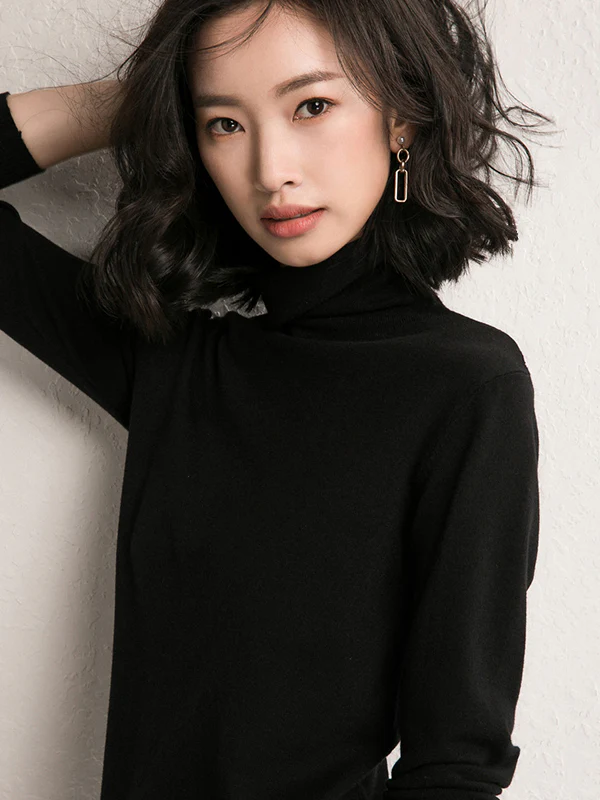 Simple Loose Long Sleeves Solid Color High-Neck Sweater Tops - Image 18