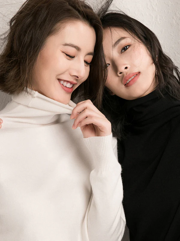 Simple Loose Long Sleeves Solid Color High-Neck Sweater Tops - Image 2