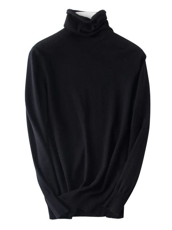 Simple Loose Long Sleeves Solid Color High-Neck Sweater Tops - Image 22