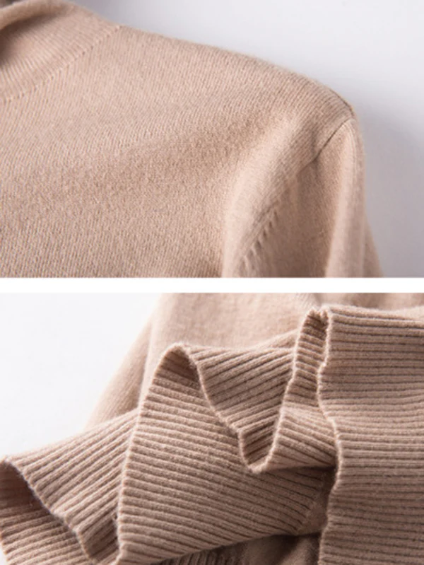 Simple Loose Long Sleeves Solid Color High-Neck Sweater Tops - Image 28