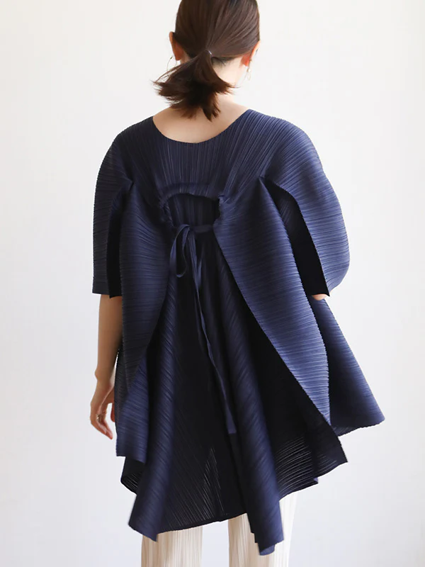Simple Loose Long Sleeves Tied Pleated Solid Color Round-Neck T-Shirts Tops - Image 13