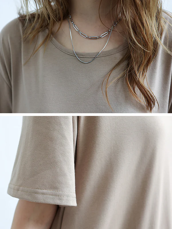 Simple Loose Short Sleeves Solid Color Round-Neck Maxi Dresses - Image 8