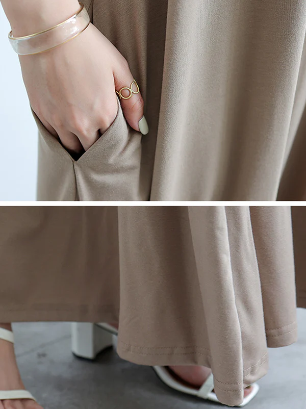 Simple Loose Sleeveless Solid Color Round-Neck Maxi Dresses - Image 8