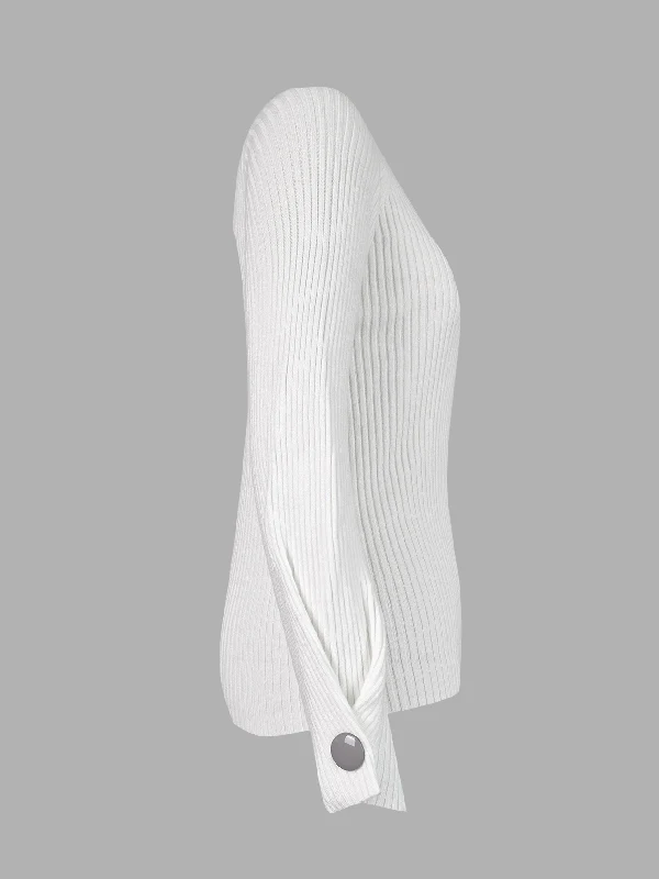 Simple Loose Solid Color High-Neck Sweater - Image 14