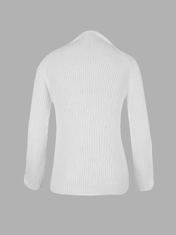 Simple Loose Solid Color High-Neck Sweater - Image 15