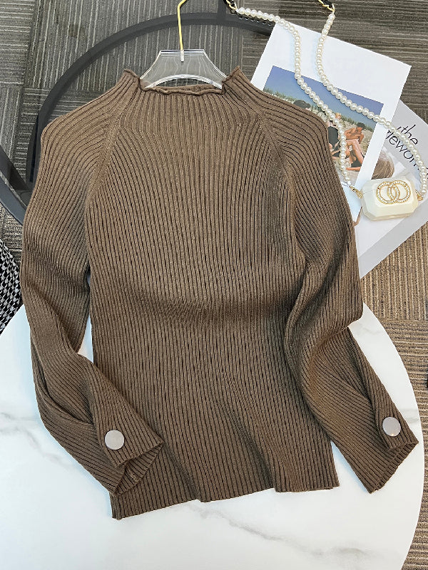 Simple Loose Solid Color High-Neck Sweater - Image 19