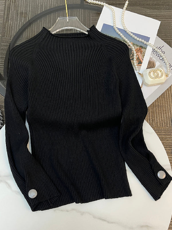 Simple Loose Solid Color High-Neck Sweater - Image 20
