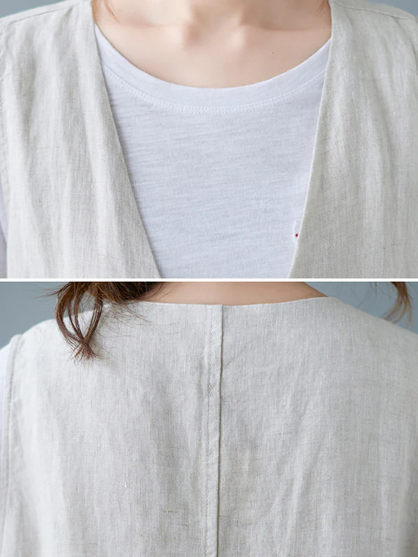 Simple Loose V-Neck Solid Color Vest - Image 14