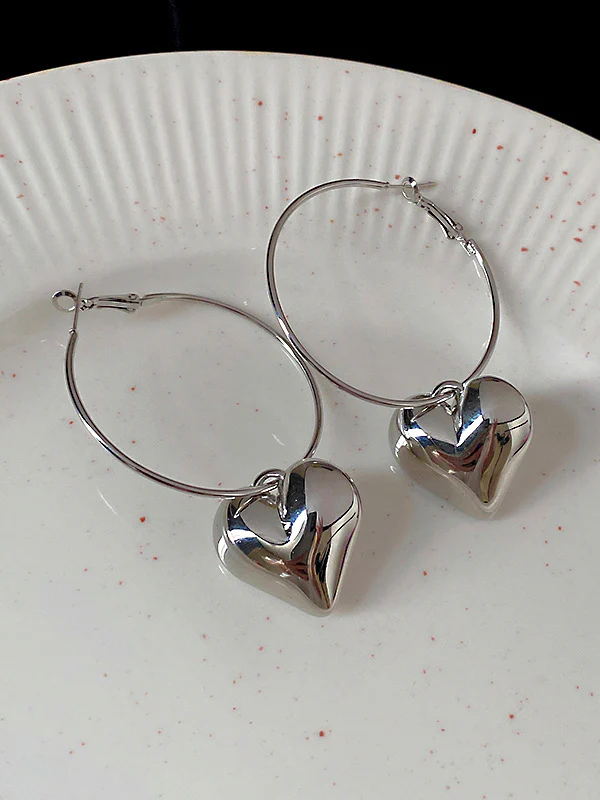 Simple Normcore Heart Shape Earrings Accessories - Image 4