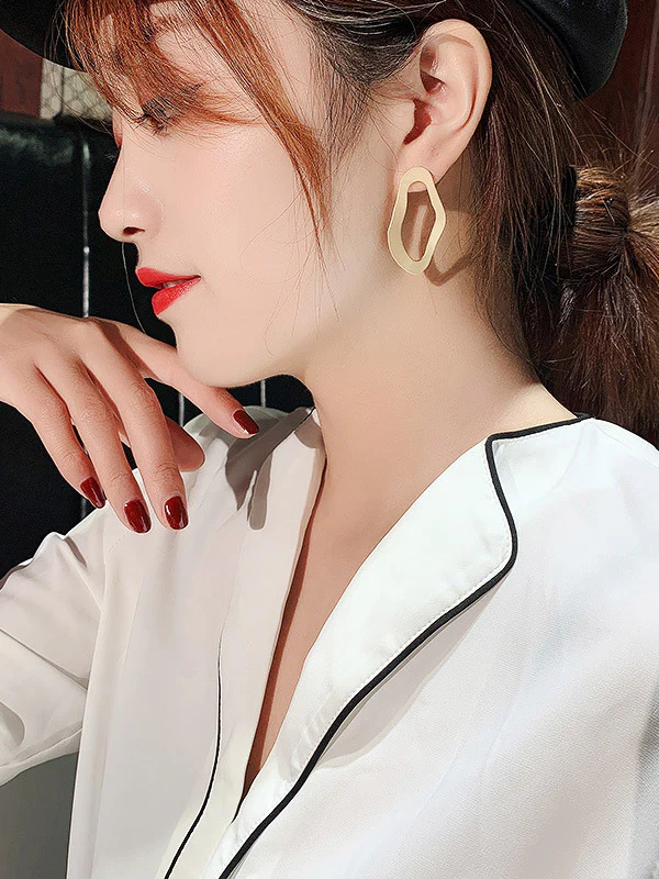 Simple Normcore Irregular Geometry Alloy Earrings - Image 2