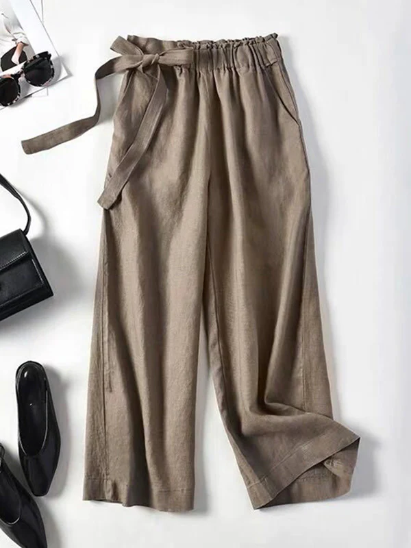 Loose Wide Leg Solid Color Pants - Image 2