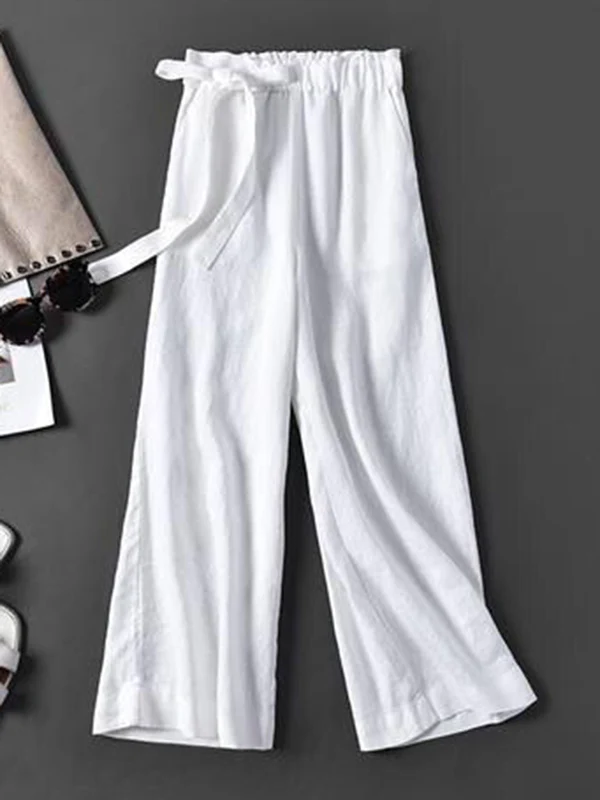 Loose Wide Leg Solid Color Pants - Image 3