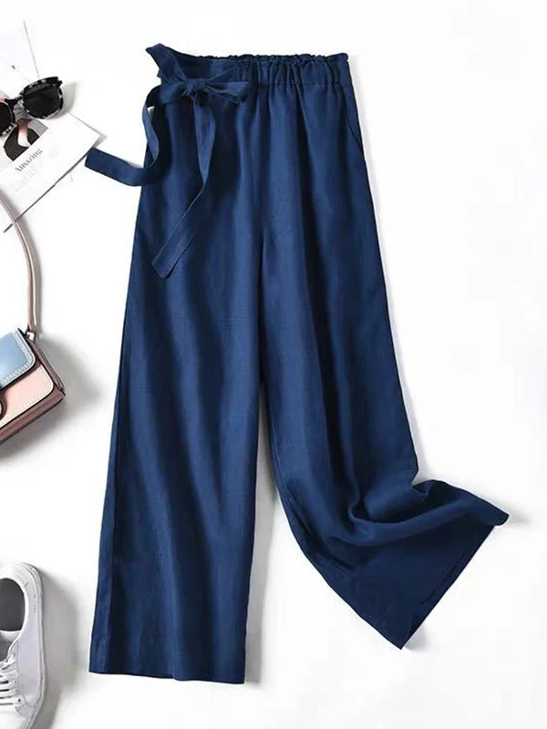 Loose Wide Leg Solid Color Pants - Image 4
