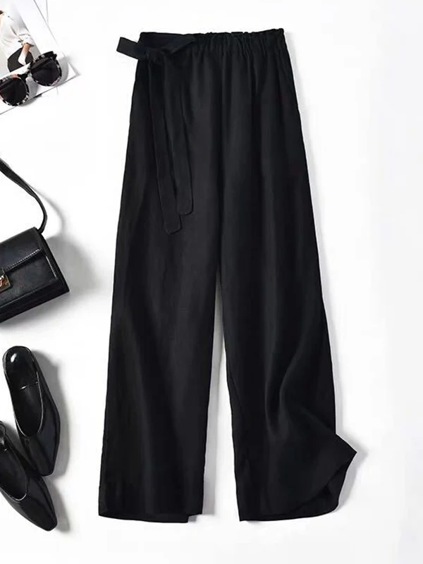 Loose Wide Leg Solid Color Pants - Image 5