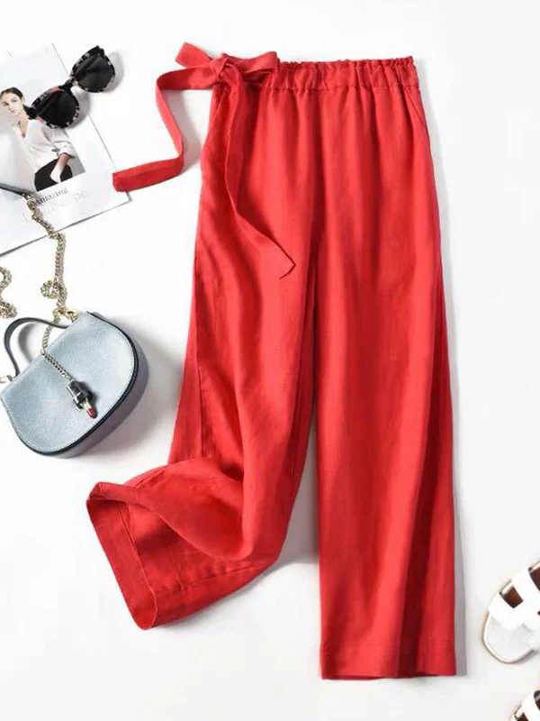 Loose Wide Leg Solid Color Pants - Image 6