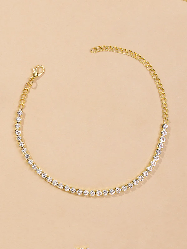 Simple Shiny Rhinestone Footchain - Image 3