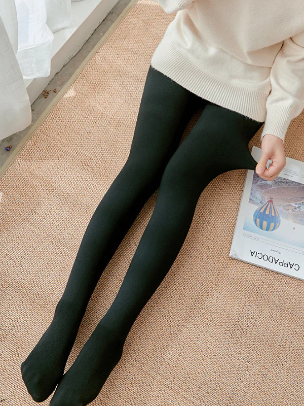 Simple Skinny Leg Keep Warm Solid Color Velvet Thermal Pants Bottoms - Image 10