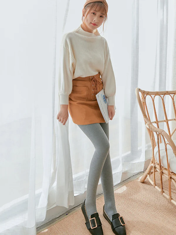 Simple Skinny Leg Keep Warm Solid Color Velvet Thermal Pants Bottoms - Image 14