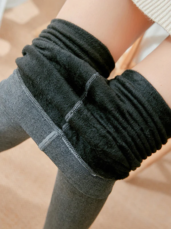 Simple Skinny Leg Keep Warm Solid Color Velvet Thermal Pants Bottoms - Image 2