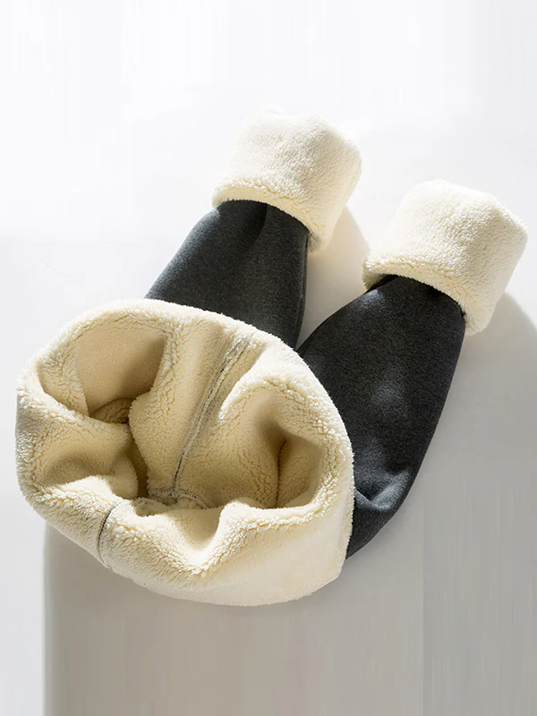 Simple Skinny Leg Keep Warm Solid Color With Velvet Leggings - Image 10