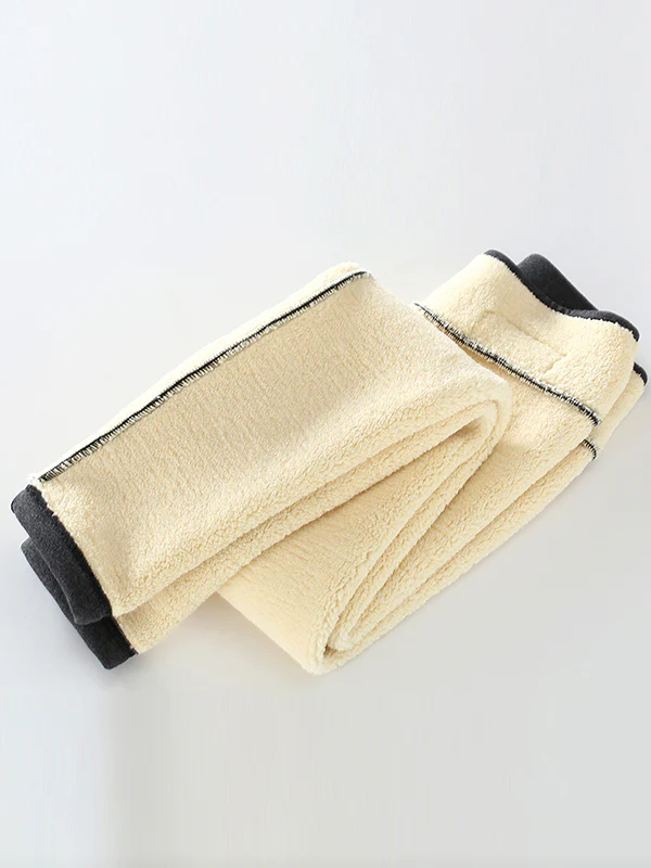 Simple Skinny Leg Keep Warm Solid Color With Velvet Leggings - Image 11