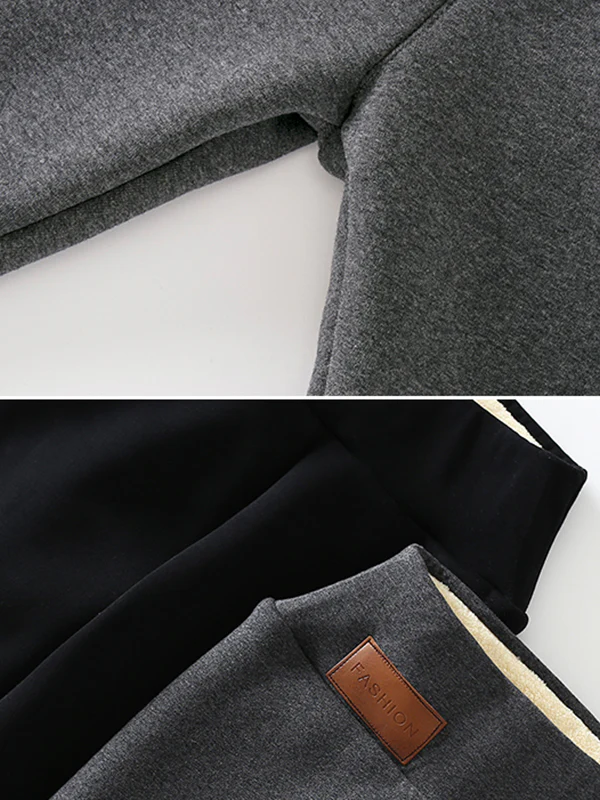 Simple Skinny Leg Keep Warm Solid Color With Velvet Leggings - Image 14