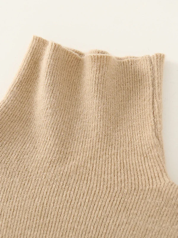 Simple Skinny Long Sleeves Solid Color High-Neck Pullovers - Image 12