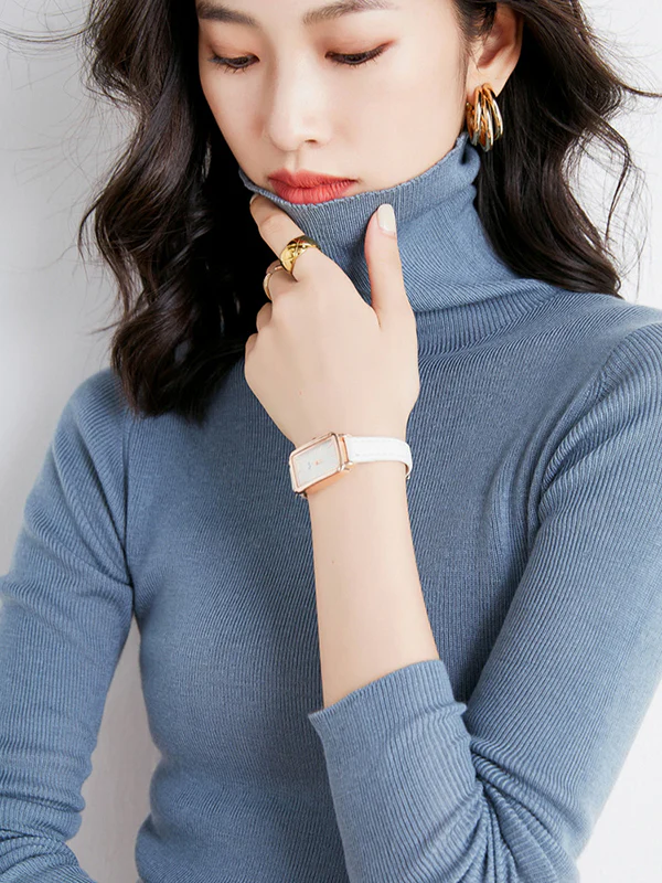 Simple Skinny Long Sleeves Solid Color High-Neck Sweater Tops Pullovers - Image 27