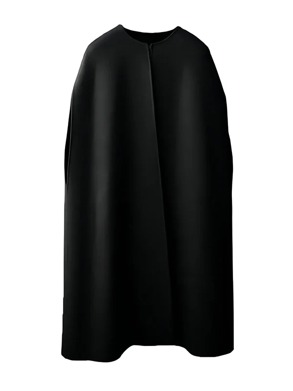 Simple Sleeveless Solid Color Round-Neck Cape Outerwear - Image 8